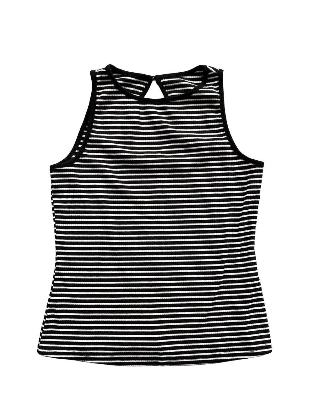 Striped Black and White Sleeveless Tank Top | S-M